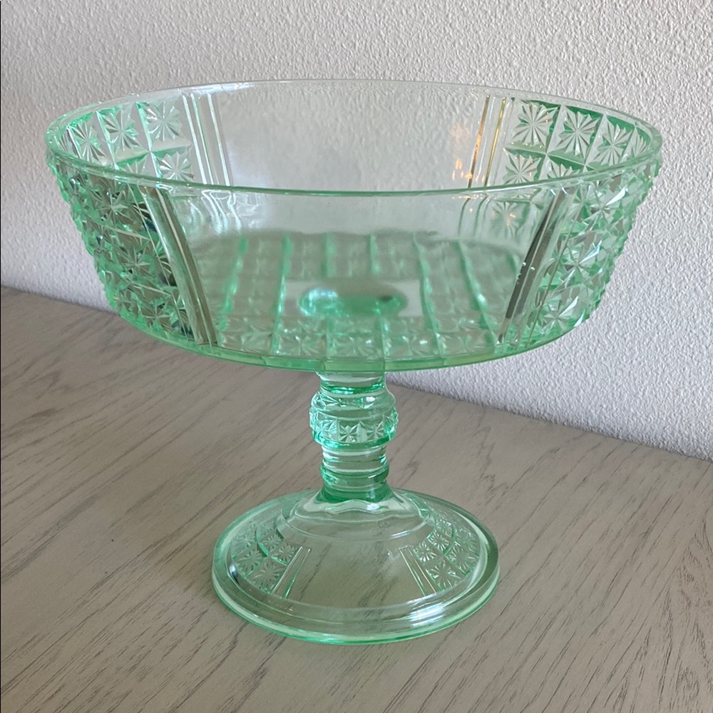 Antique Richard’s And Hartley Uranium Pedestal Bowl 1880s